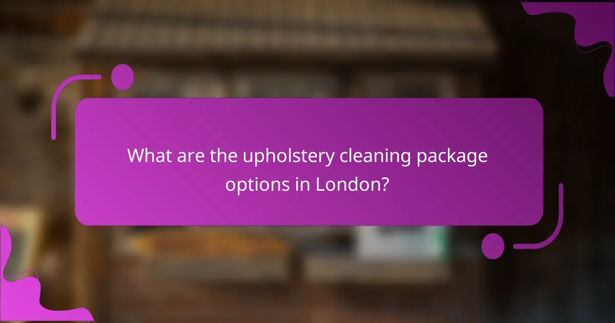 What are the upholstery cleaning package options in London?